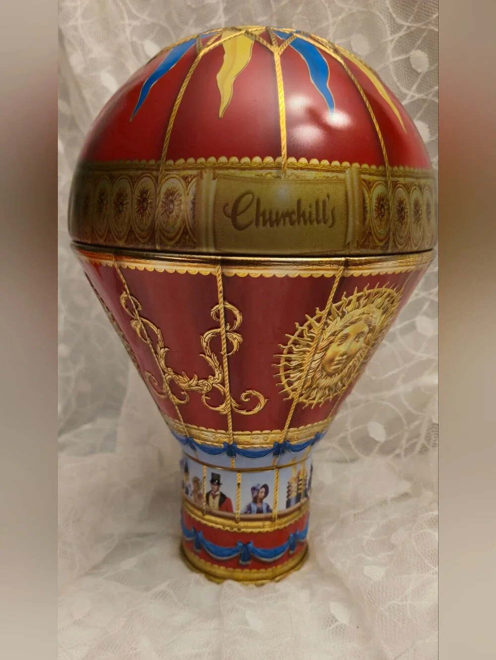 Tin Bank Churchills Victorian Hot Air Balloon Red Adrian Chesterman Made in UK